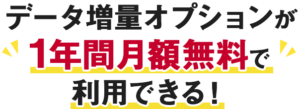 データ増量オプションが1年間月額無料で利用できる！